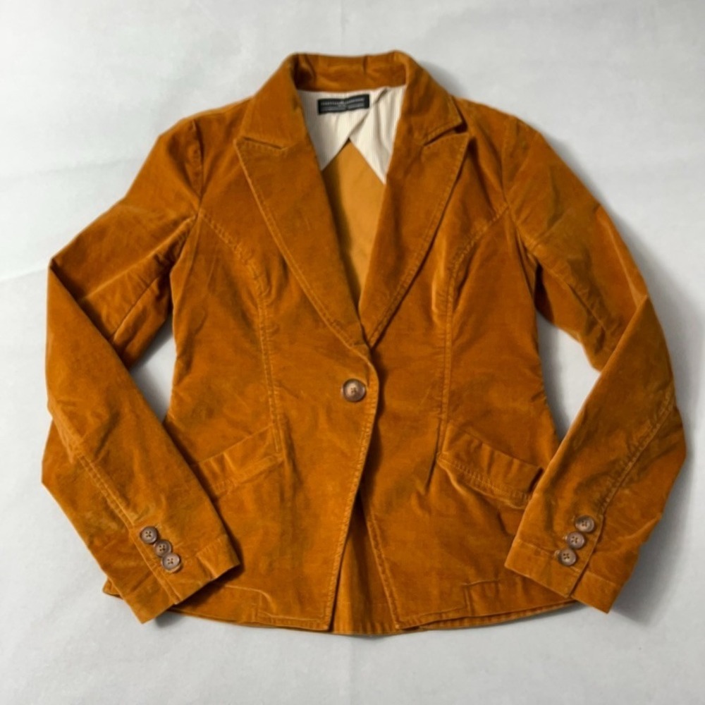 Peruvian Connection Velvet Blazer Women 6 Rust Color Single Button